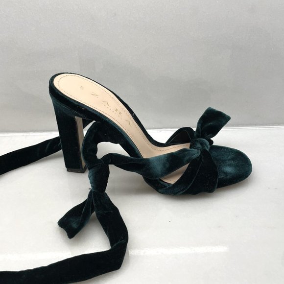 Zara Shoes - Green Velvet Wrap Sandal
